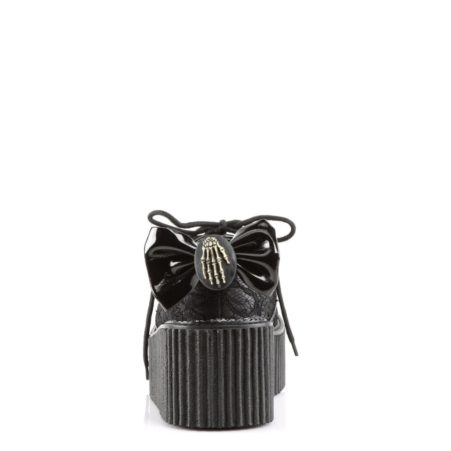 Creeper-212 Demonia Hungary Fekete Vegán Bőr-csipke