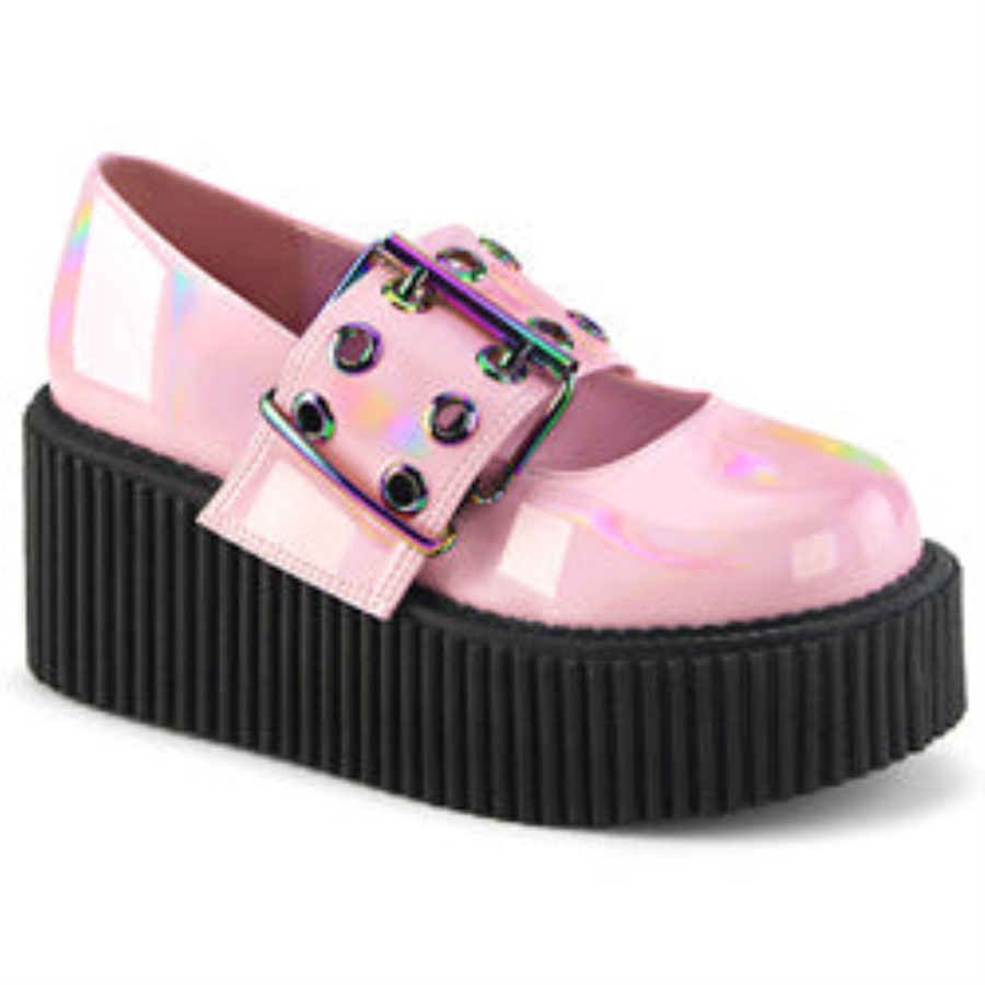 Creeper-230 Demonia Hungary Baby Pink Holo Patent