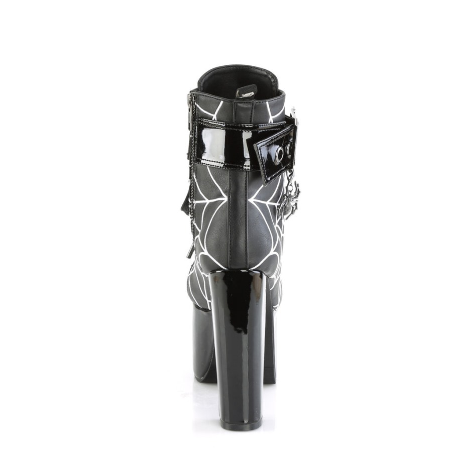 Demonia Hungary Black Patent-u V Neon Pink Slacker-156