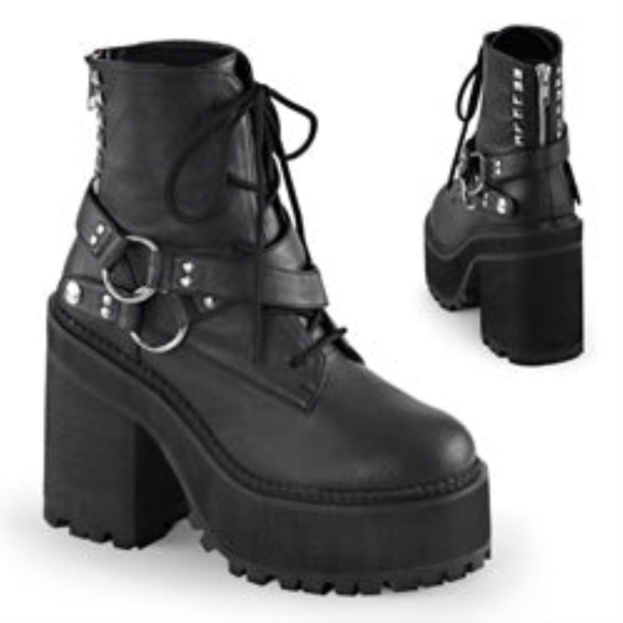 Demonia Hungary Black Patent Wave-13