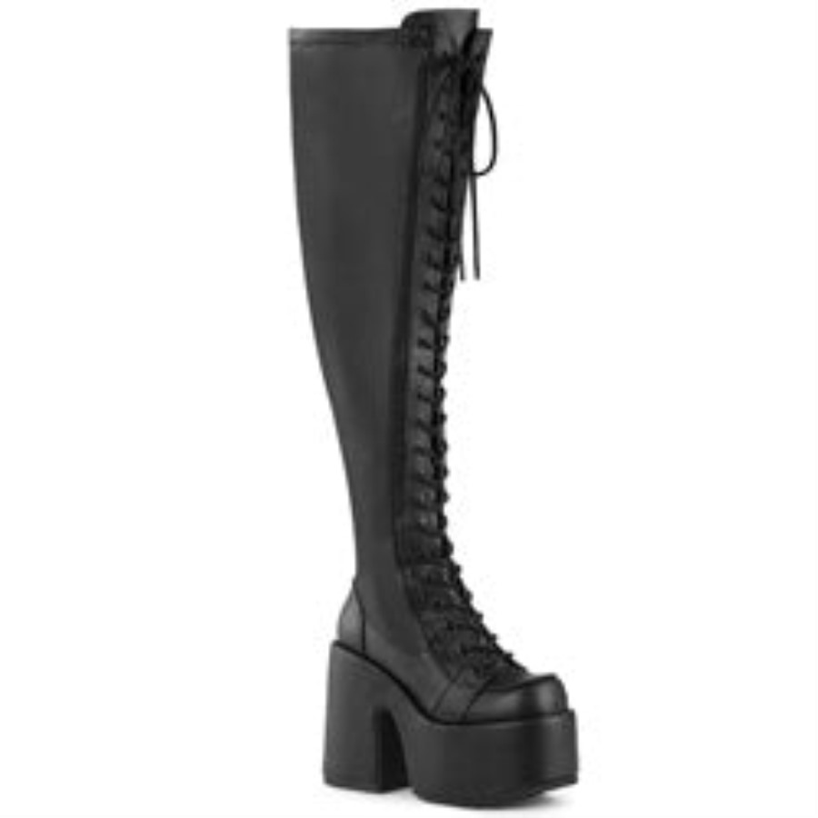 Demonia Hungary Fekete Sztreccs Vegán Bőr Teve-300wc