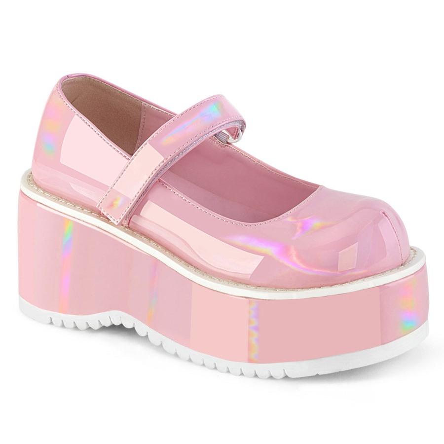 Dollie-01 Demonia Hungary Baby Pink Holo Patent