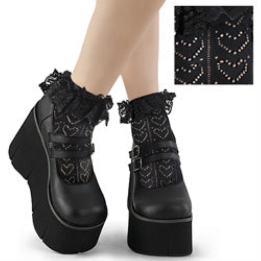 Szív Háló Fodros Zokni Fekete Nylon&spandex Demonia Hungary