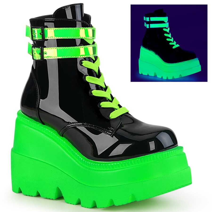 Shaker-52 Black Patent-u V Neon Green Demonia Hungary