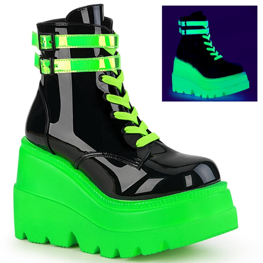 Shaker-52 Black Patent-u V Neon Green Demonia Hungary