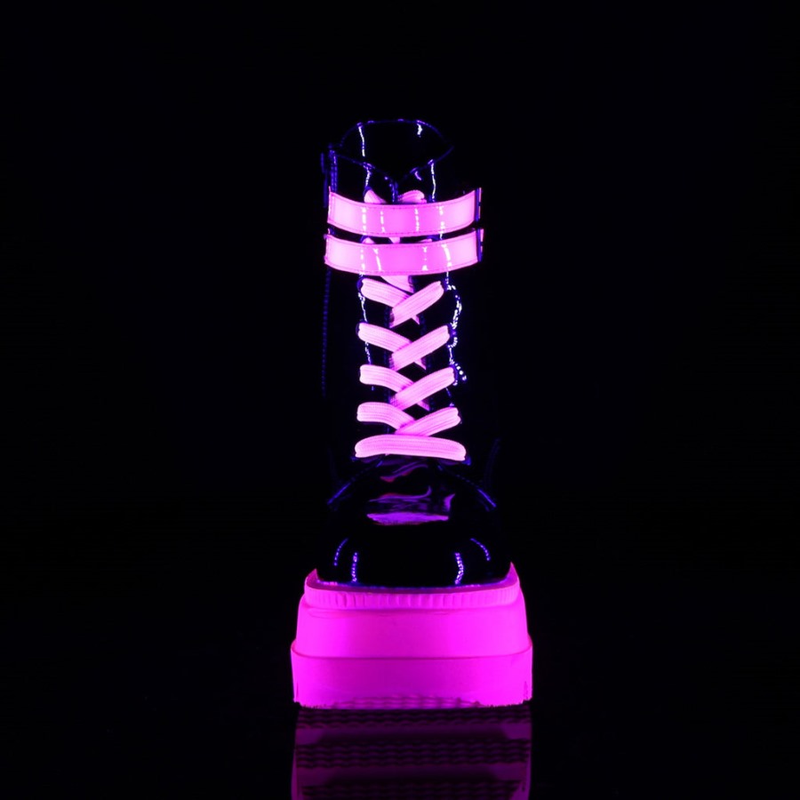 Shaker-52 Black Patent-u V Neon Pink Demonia Hungary
