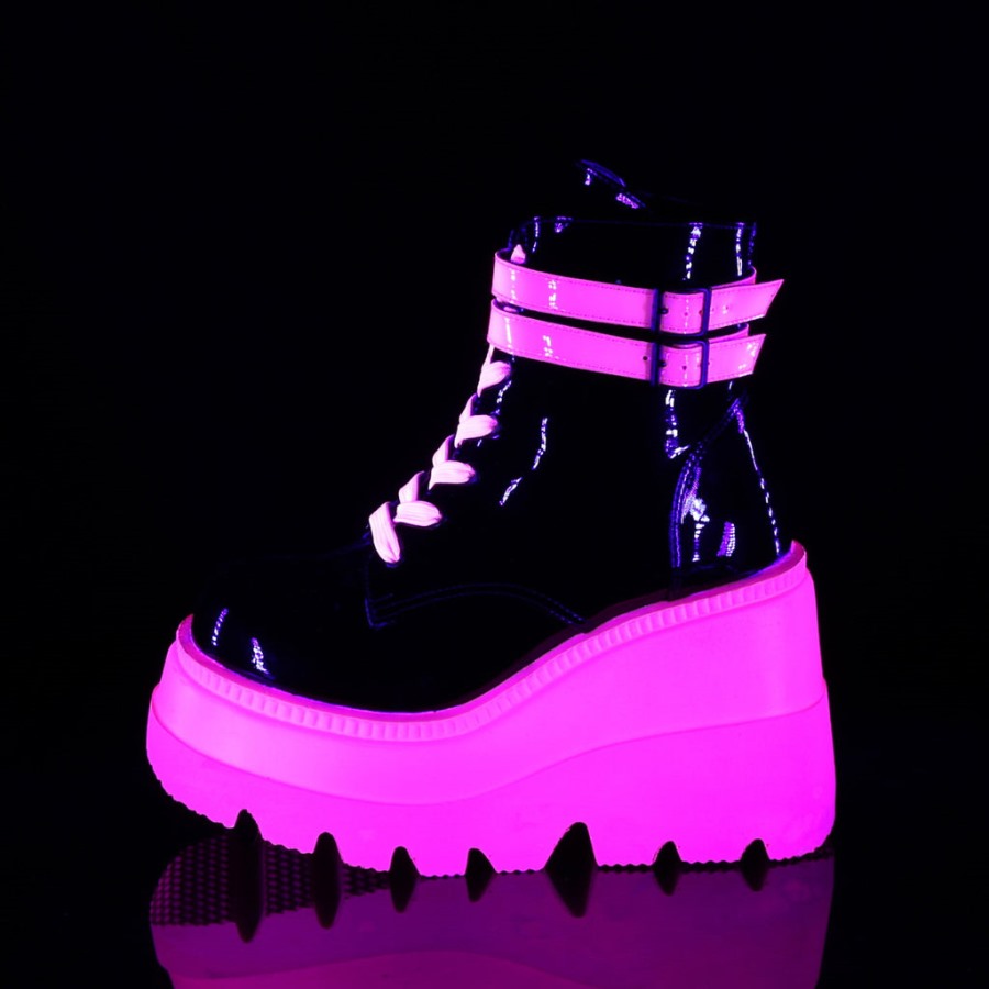 Shaker-52 Black Patent-u V Neon Pink Demonia Hungary