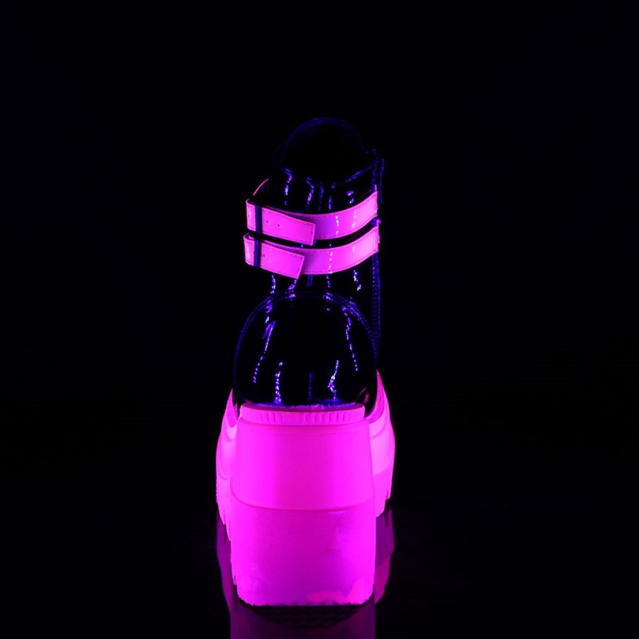 Shaker-52 Black Patent-u V Neon Pink Demonia Hungary