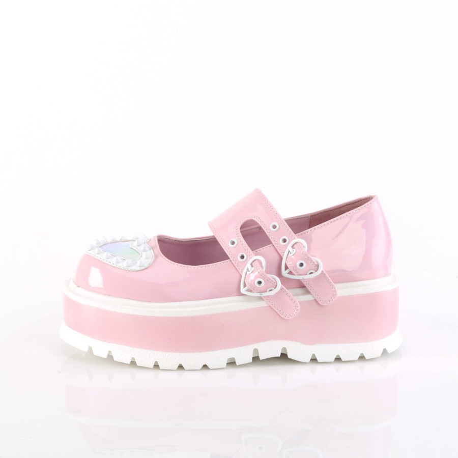 Slacker-25 Baby Pink Holo Patent Demonia Hungary