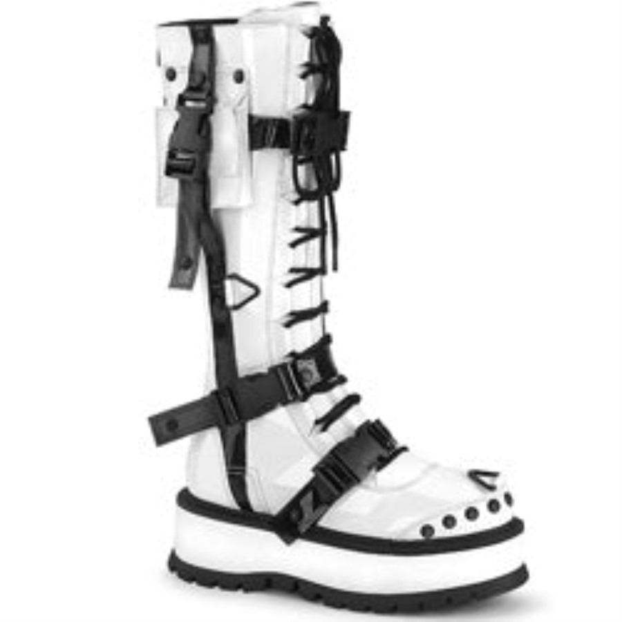 Slacker-260 White Patent Demonia Hungary